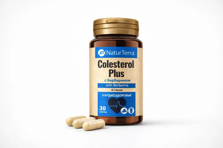 Холестерин Плюс (Colesterol Plus) NaturTierra — берберин + красный ферментированный рис, 30 капсул